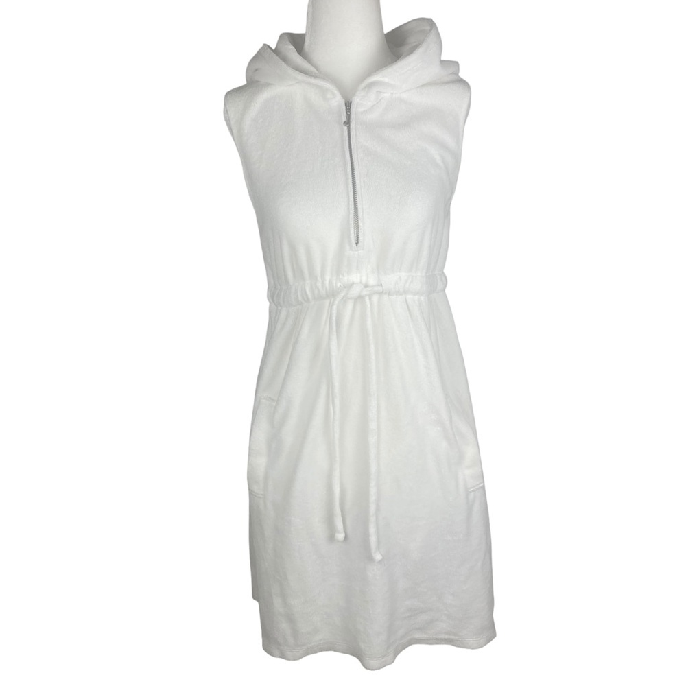 Juicy Couture Hooded White Terry Cloth Mini Dress Swim Coverup - Size Small